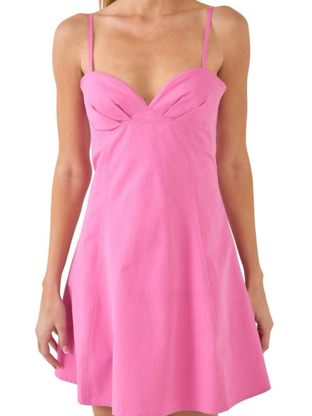 Endless Rose by Anthropologie Pink Sweetheart Mini Dress with Spaghetti Straps